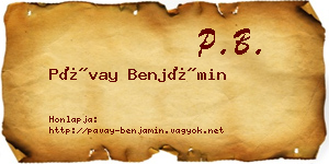 Pávay Benjámin névjegykártya